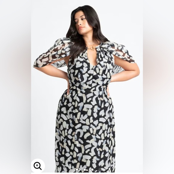 NWT Eloquii Chiffon Ruched Maxi Dress Size 18 - Picture 4 of 11